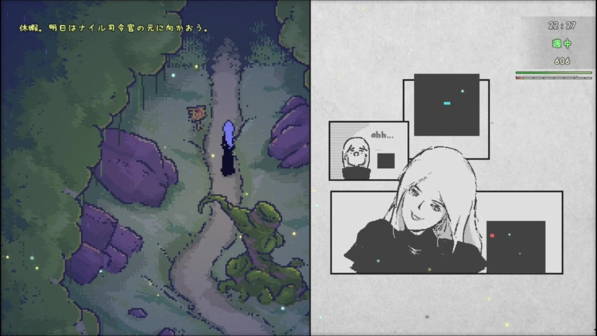 キャラクターイラストとゲーム画面