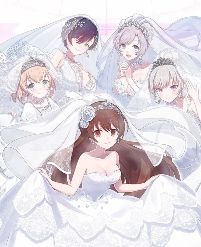 5人のウェディングドレス姿の少女