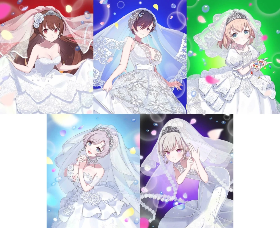 5人のウェディングドレス姿の女の子