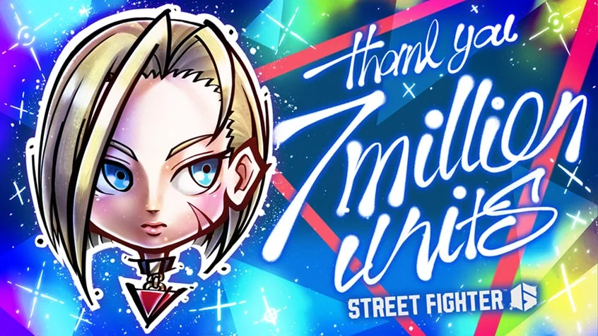 700万本突破を祝うストリートファイターのキャラクター画像