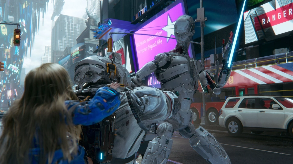 サイバーパンク都市とロボット
