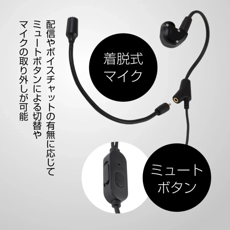 着脱式マイクとミュートボタン