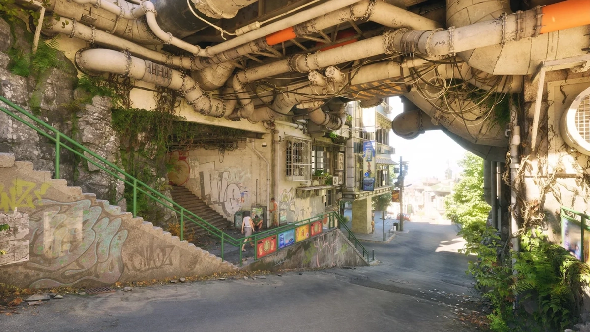都市の路地裏の風景
