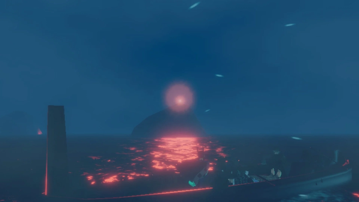 夜景、水面、赤い光