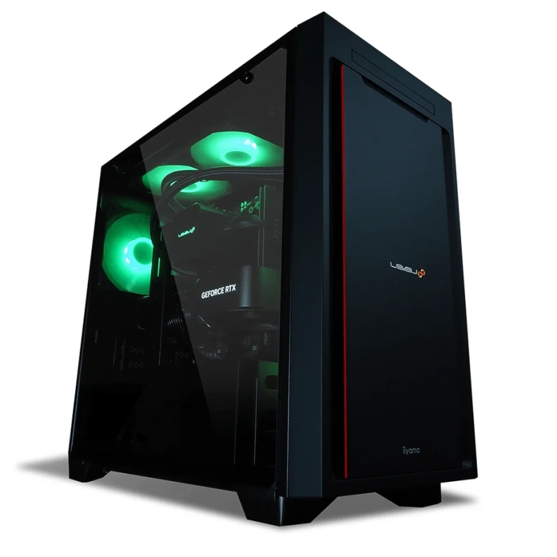 PC,デスクトップPC,ゲーミングPC,パソコン,PCケース,LED,緑色,LEVEL∞,iiyama,GEFORCE RTX