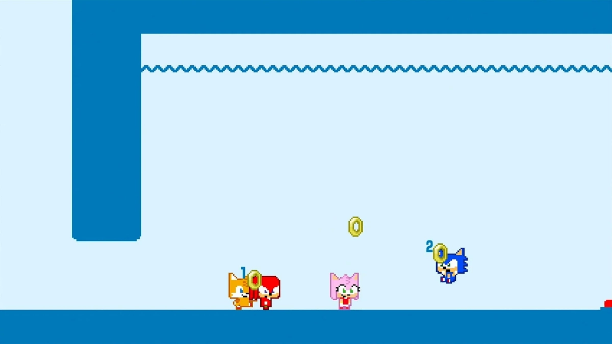 水中のリングとキャラクター