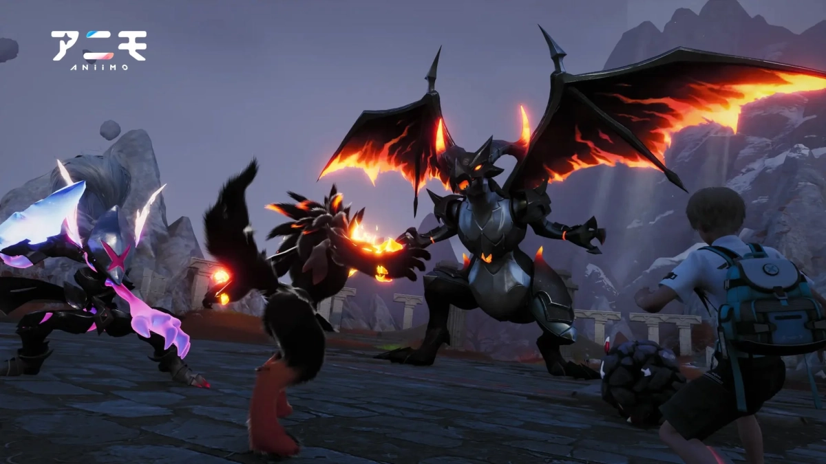 ドラゴン型モンスターとの戦闘シーン