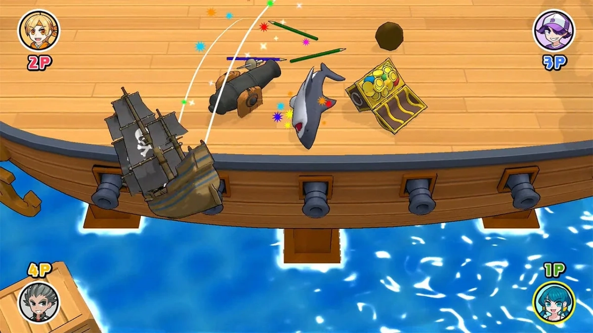 海賊船の甲板を舞台にしたボードゲームのような画像