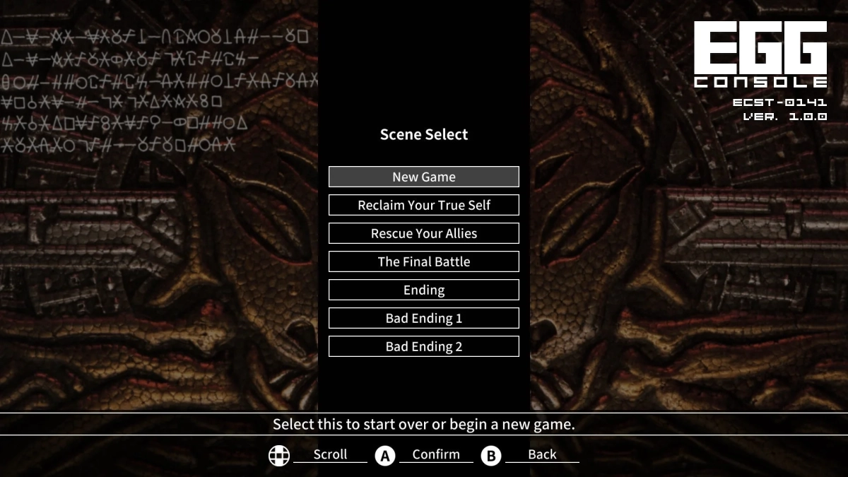 ゲームのシーン選択画面