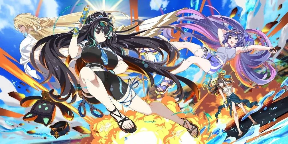 水鉄砲を構えた美少女たち