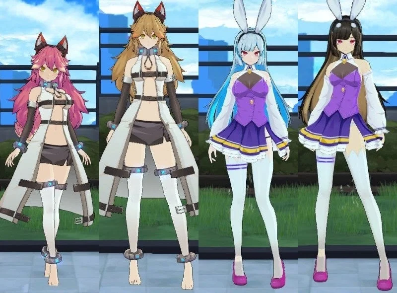 4人のアニメ風女性キャラクター