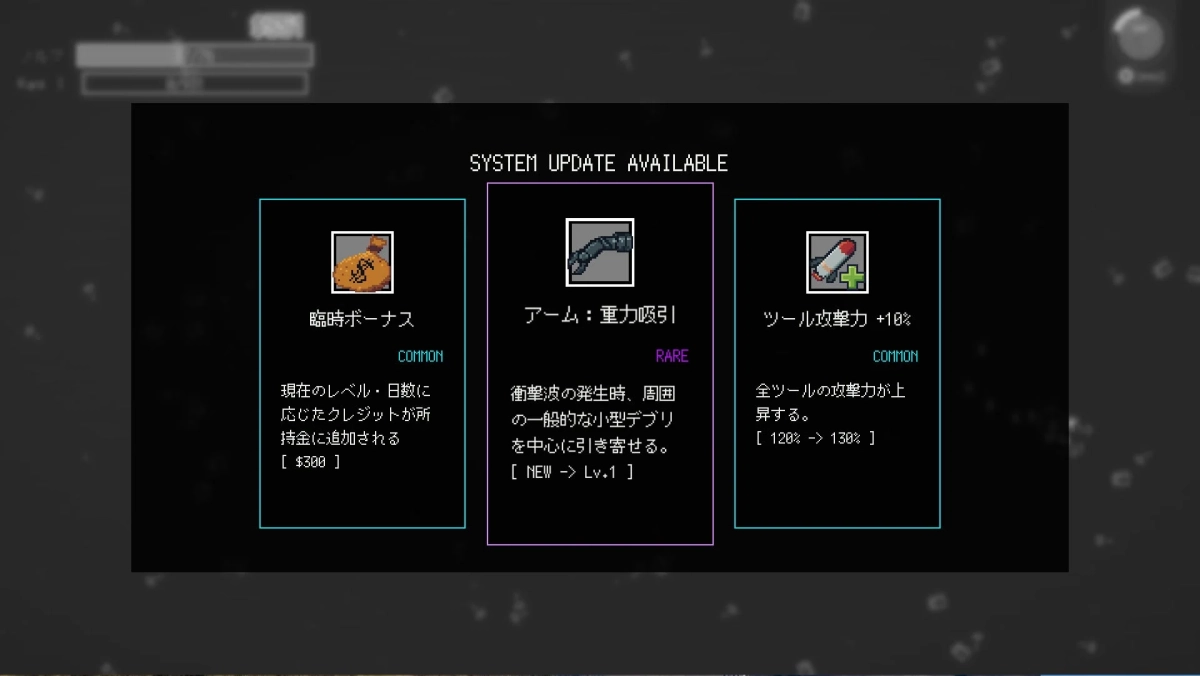 システムアップデート、アップグレード選択肢