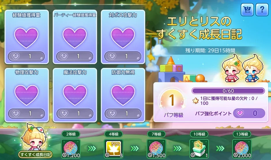 エリとリスのすくすく成長日記UI