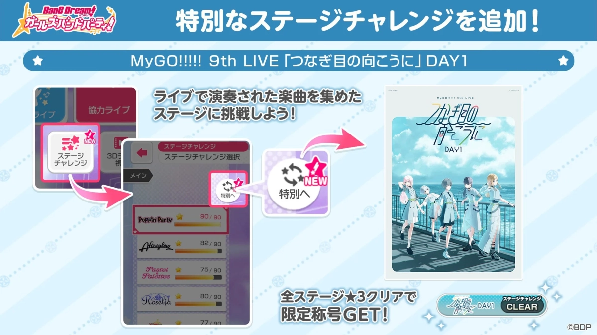 バンドリ！ ガールズバンドパーティ！ 特別なステージチャレンジを追加！ MyGO!!!!! 9th LIVE 「つなぎ目の向こうに」 DAY1