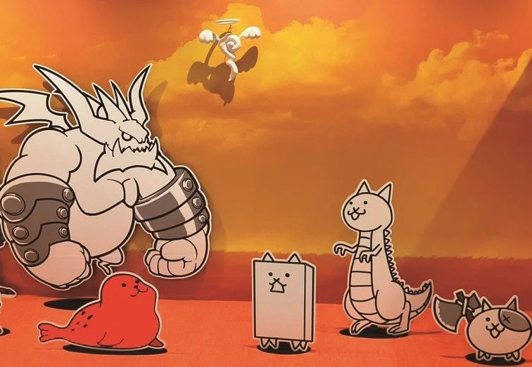 にゃんこ大戦争のキャラクターたちが集結したシーン