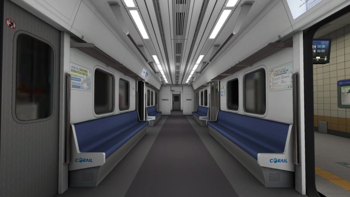 誰も乗っていないモダンな電車内