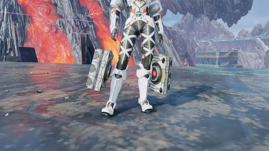 SF風のアーマーを着たキャラクターがデバイスを持って立つ