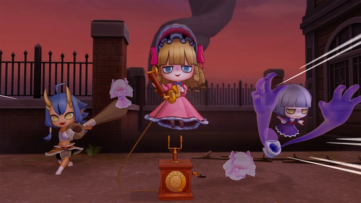 ちびキャラの女の子たちが戦うファンタジーゲームのような一枚