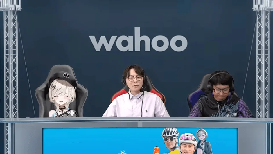 wahooロゴ背景の配信スタジオ