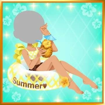 サマーキャラクターとパイナップルドリンク