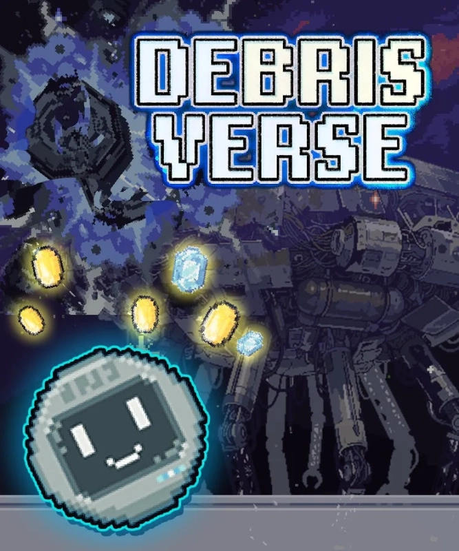 DEBRIS VERSEのタイトルロゴとロボット