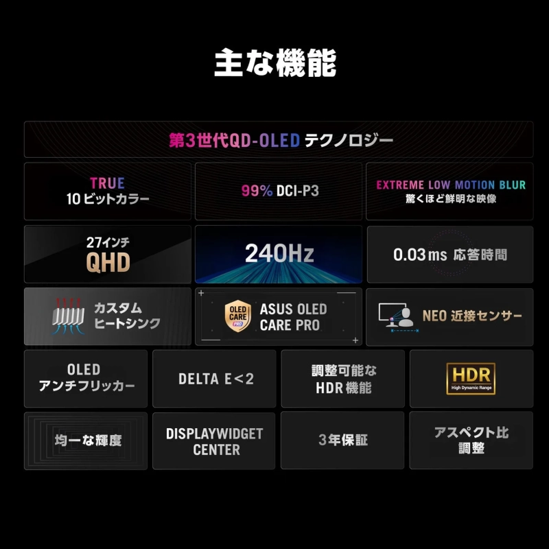 ROG Strix OLED XG34WCDMS 主な機能