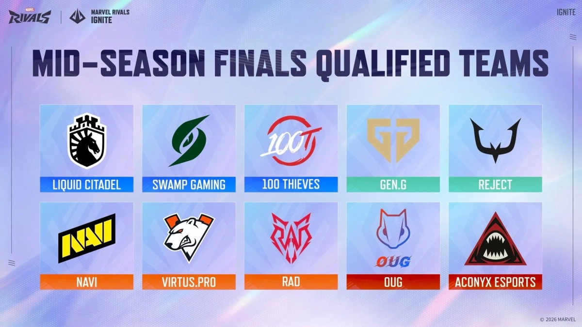 MARVEL RIVALS IGNITEのMID-SEASON FINALS出場決定チームの一覧