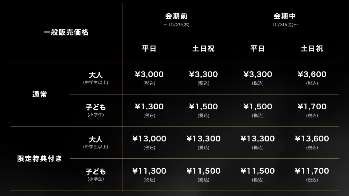 チケット価格表