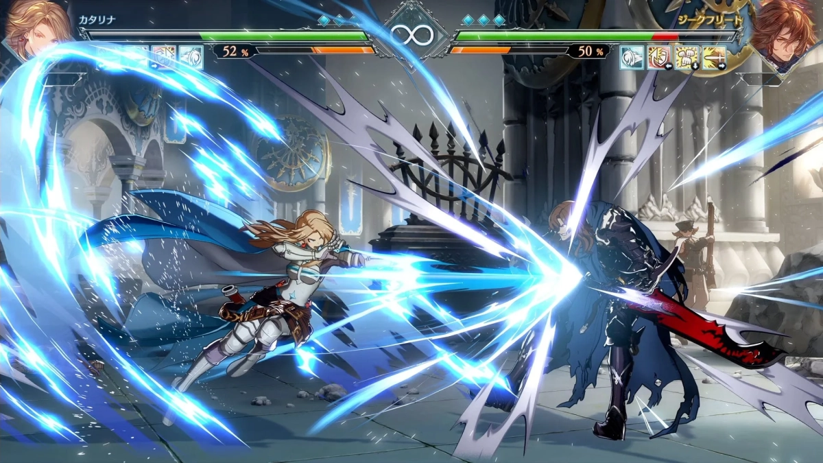 格闘ゲームの戦闘シーン：カタリナvsジークフリート