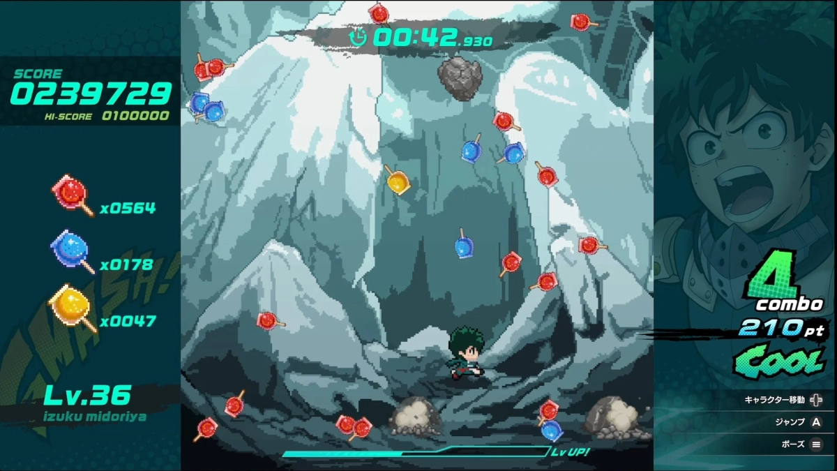 SCORE 0239729 HI-SCORE 0100000 x0564 x0178 x0047 Lv.36 izuku midoriya