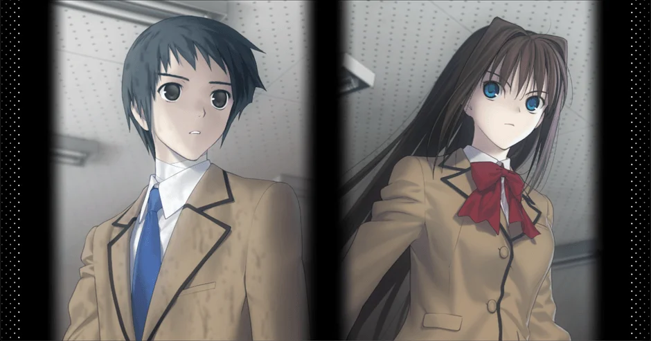 茶色の制服を着た男女の学生