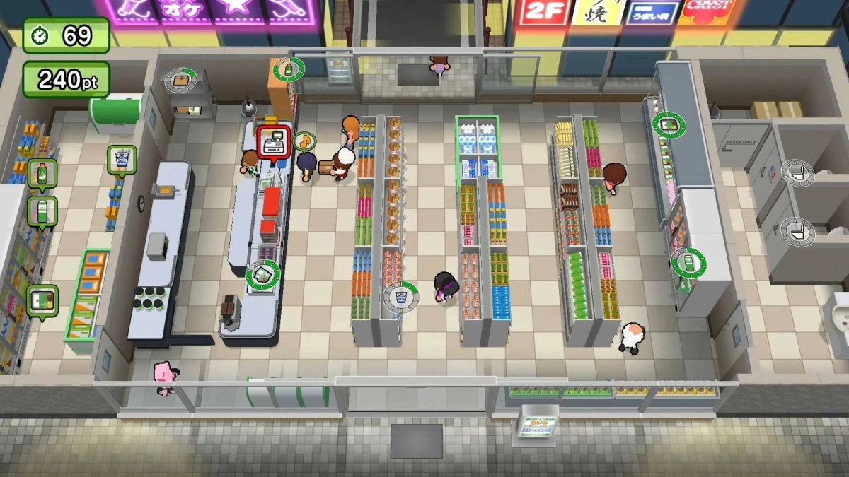 深夜のコンビニゲーム画面