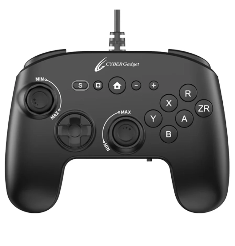 黒色の有線ゲームコントローラー