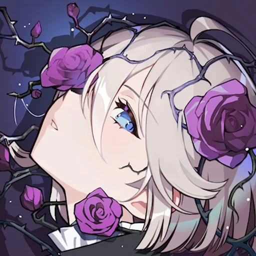 白い髪と青い瞳のキャラクターイラスト