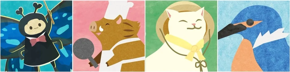 可愛らしい動物や昆虫のキャラクターイラスト