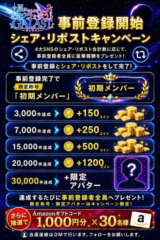 GALASTの事前登録キャンペーン告知