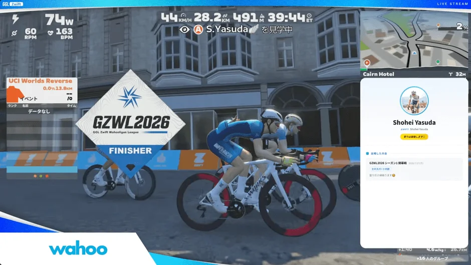 GZWL Zwiftのゲーム画面