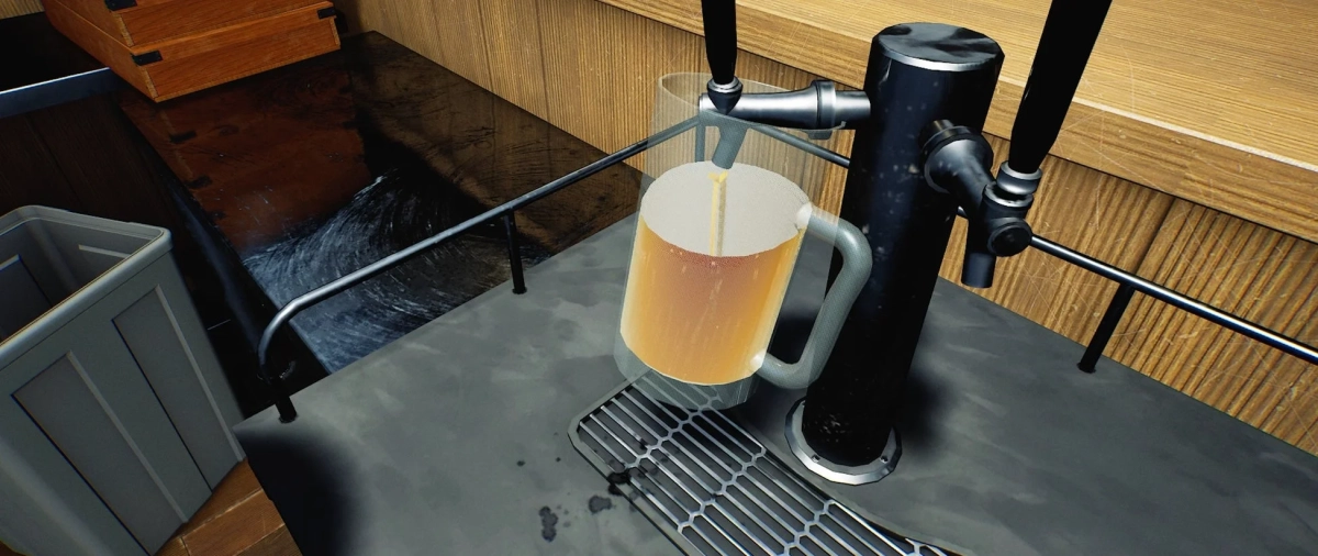 ビールサーバーからジョッキにビールが注がれる瞬間