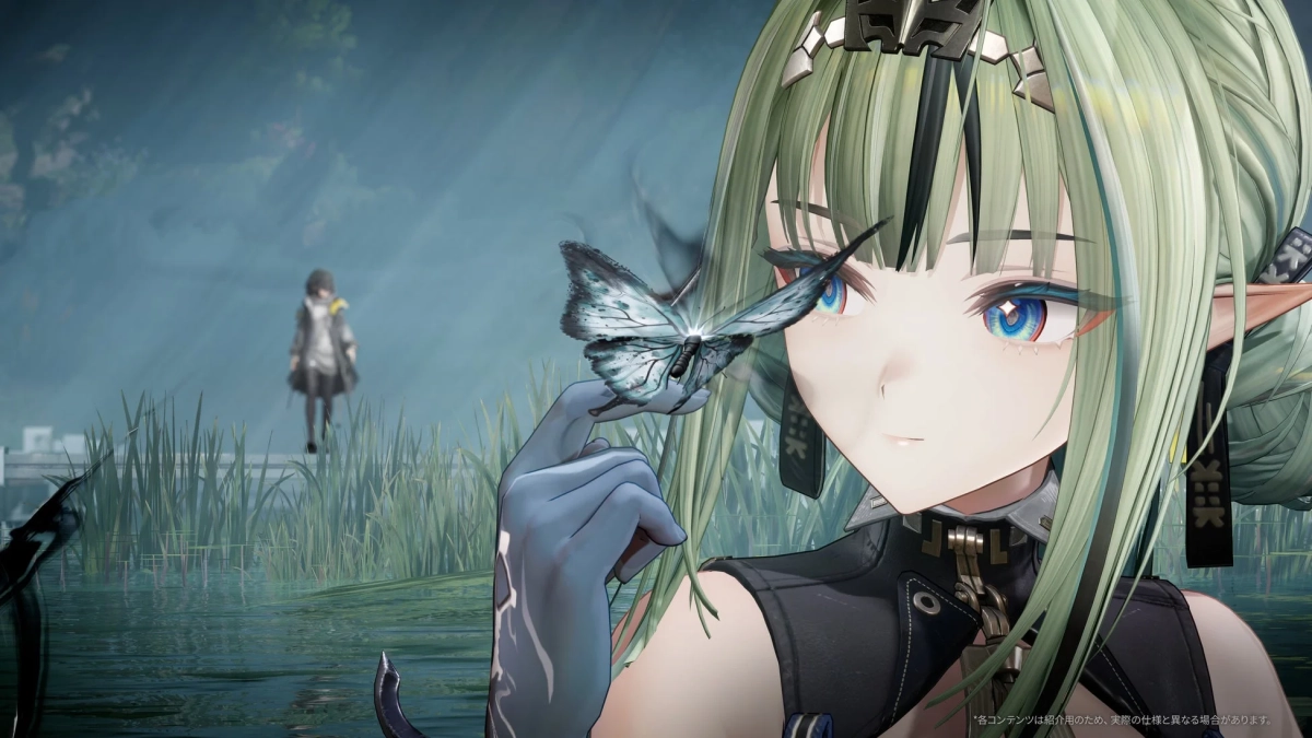 エルフ 少女 緑髪 青い目 蝶 ファンタジー ゲーム
