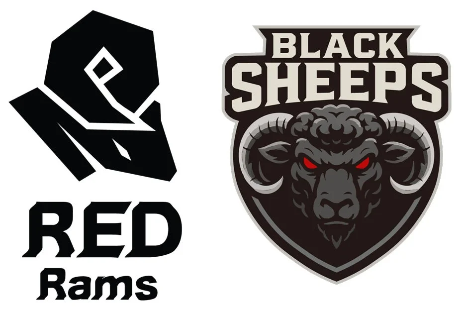 RED RamsとBLACK Sheepsのロゴ