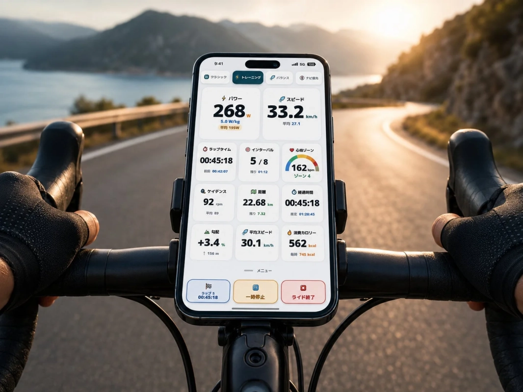 スマートフォンをサイクルコンピューターに