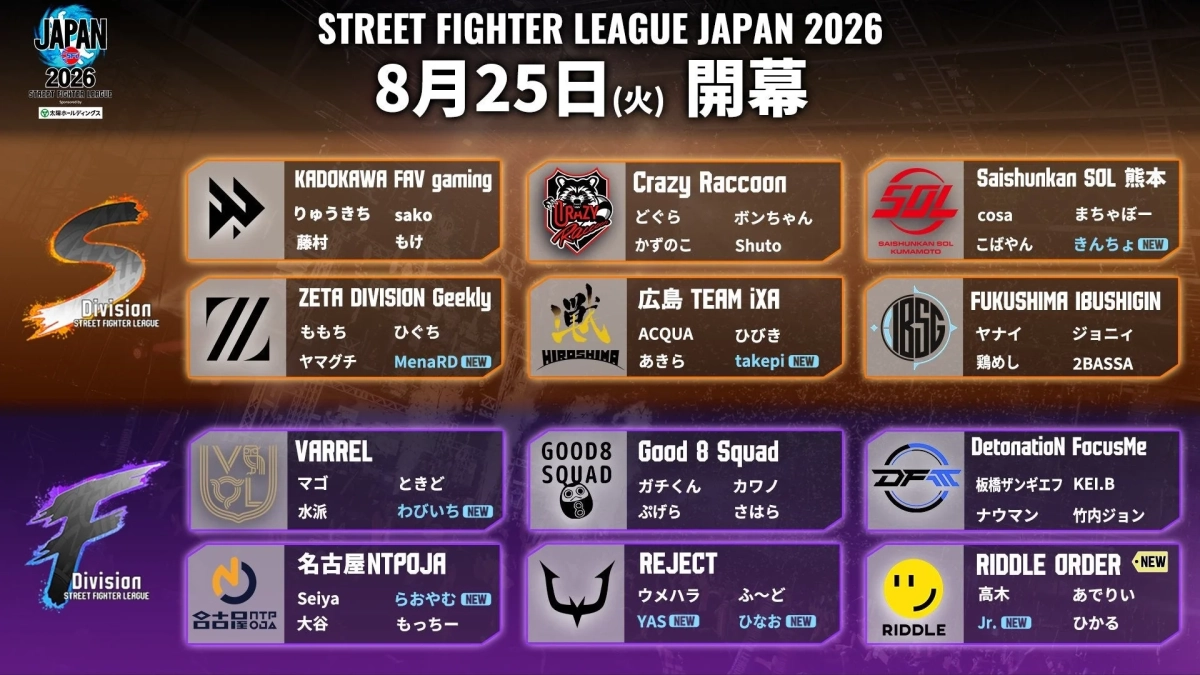 SFL JAPAN 2026 参加チームと選手一覧