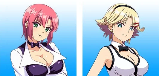 ピンク髪と金髪の女性キャラ