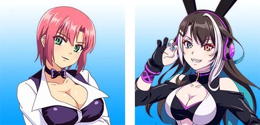 バニーガールとヘッドホンキャラ