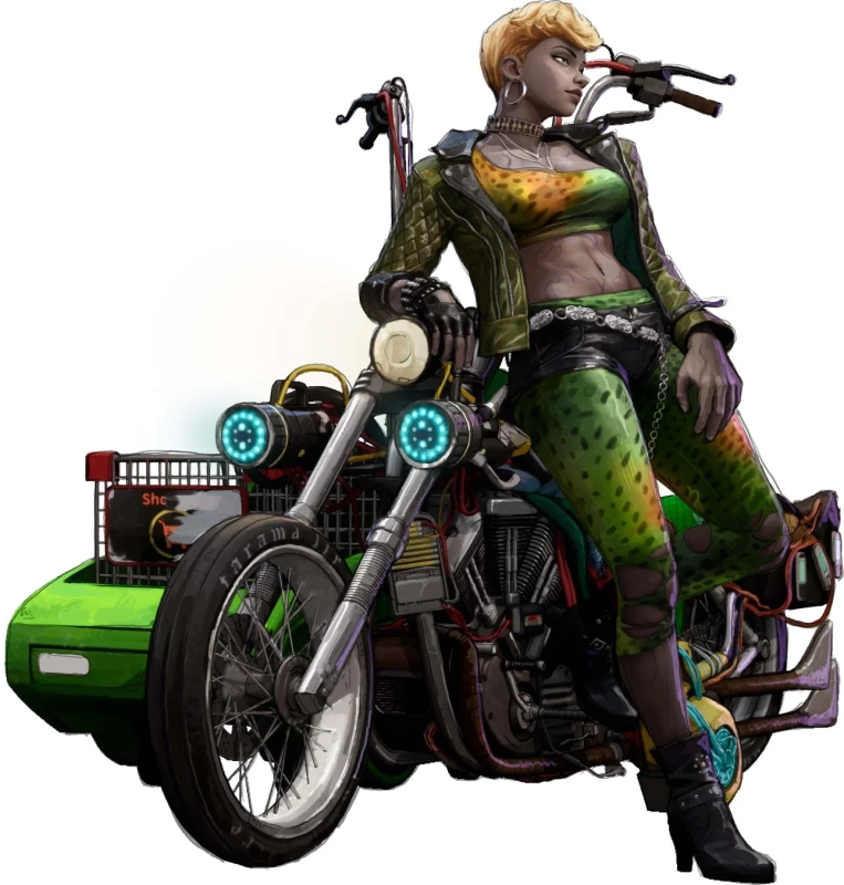 ブロンドのショートヘアの女性ライダー