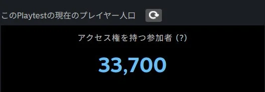 現在のプレイヤー人口を示す画面