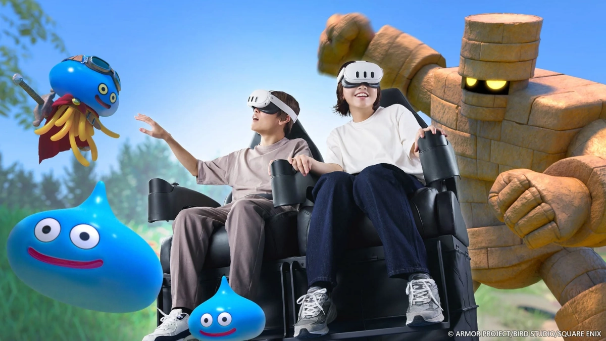 VR RIDE体験イメージ：スライムとゴーレムの遭遇