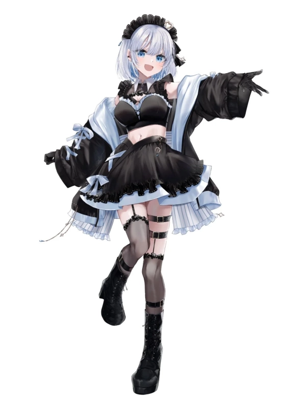 メイド服風の衣装を着た白髪の少女