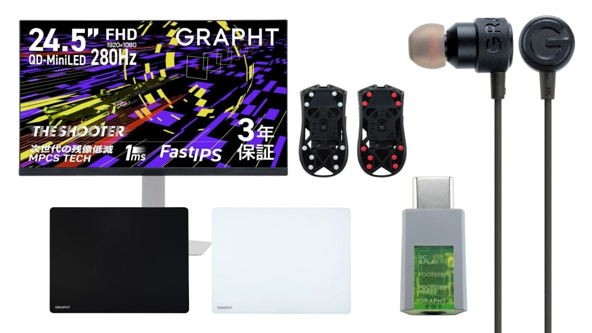 GRAPHTブランドのゲーミングデバイス一式が写っています。